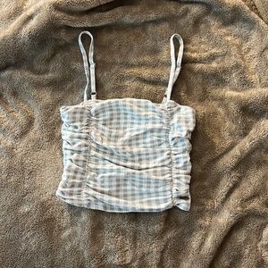 hollister blue gingham cropped tank top xs